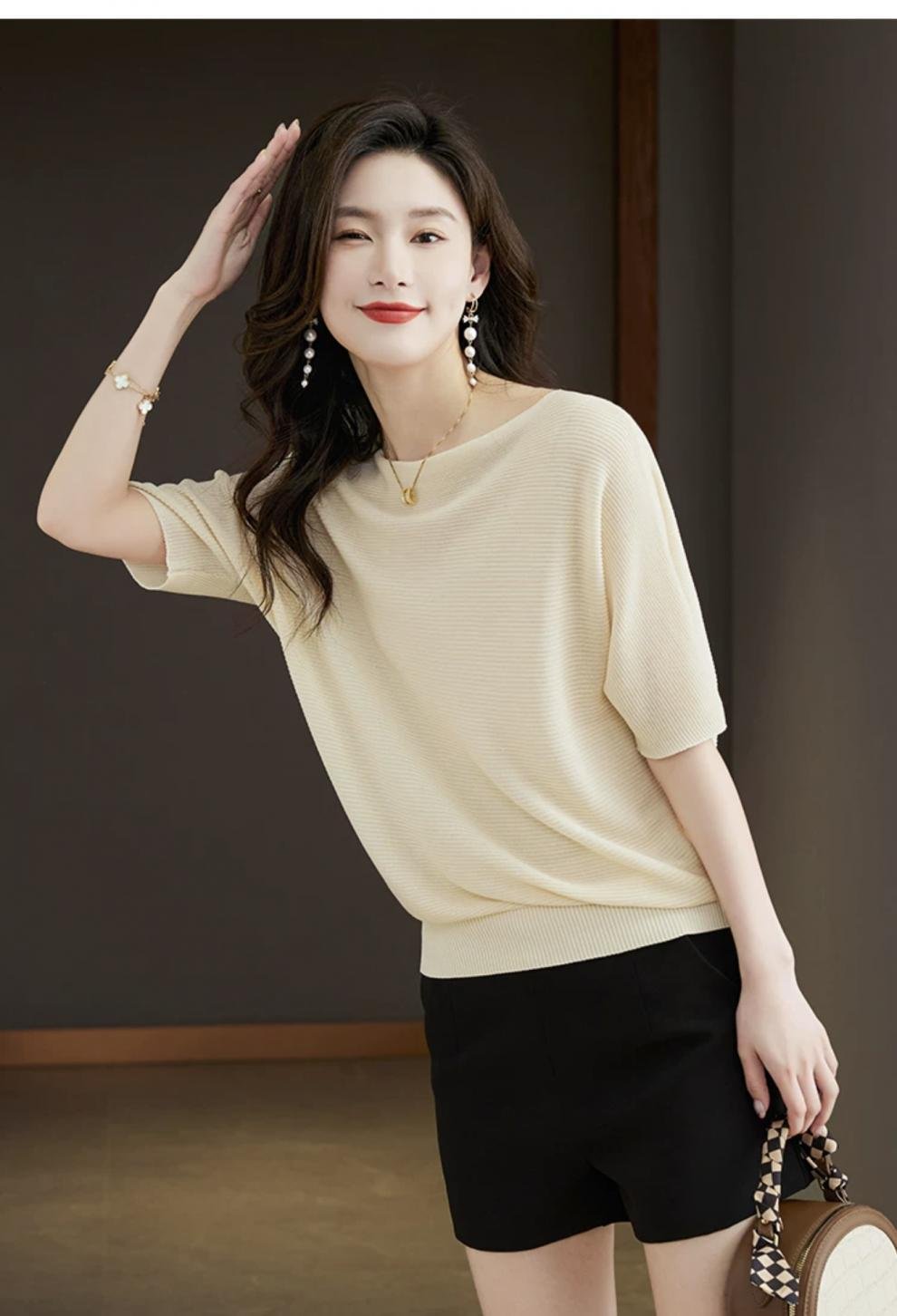 レディース トップス ニット スカート 無地 ゆったり 春夏 きれいめ 通勤 オフィス 春 ショート 夏 ラウンドネック 薄手 オフショルダー プルオーバー