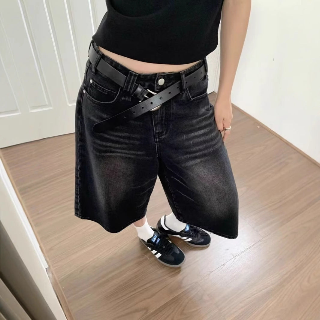 レディース パンツ ボトムス ガウチョパンツ デニムパンツ 膝下 7分丈 クロップド丈 ストレート ファスナー ポケット ハイウエスト ボタン シンプル カジュアル かっこいい レトロ ラフ メンズライク ボーイッシュ スポーティー ルーズ 個性的 アメリカン アクティブ ワイルド 無地 春 夏 オールシーズン ママ 通勤 学生 お出かけ お泊まり アウトドア イベント 旅行 公園 女子会 休日 お花見 トレンド 定番 XS S M L XL 2XL 3XL 小さいサイズ 大きいサイズ ゆったり グレー