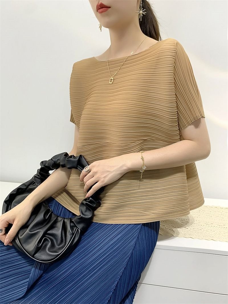 レディース シャツ Tシャツ 半袖 無地 スリム 春夏 カジュアル きれいめ 通勤 前開き プリーツ 春 夏 タイト シンプル 細身 オフショルダー タイ 都会的 レギュラー ポリエステル 快適 着痩せ