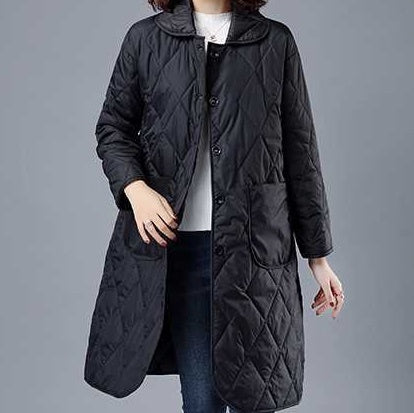 レディース コート アウター 上着 ロングコート キルティングコート 膝丈 長袖 襟付き 丸襟 ストレート Iライン ストリート ポケット 前開き ボタン アメカジ きれいめ シンプル カジュアル 上品 おしゃれ かっこいい レトロ ラフ スポーティー クール 抜け感 ベーシック アクティブ ナチュラル シック 格子柄 秋 冬 お出かけ アウトドア キャンプ 旅行 休日 高原 ガーデン 重ね着 楽ちん 暖かい 防寒 普段使い 着回し レイヤード 定番 M L XL 小さいサイズ 大きいサイズ 黒 ブラック
