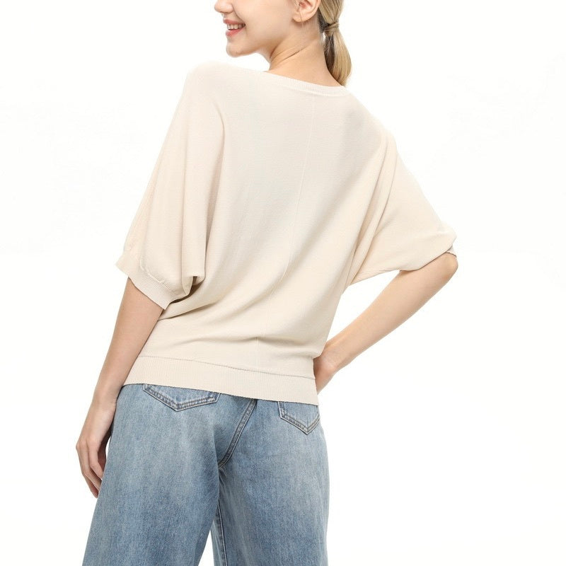 レディース トップス カットソー Tシャツ 5分袖 ドルマンスリーブ ボートネック フェミニン 大人可愛い きれいめ シンプル カジュアル 上品 おしゃれ レトロ こなれ感 ガーリー クール 抜け感 クラシカル ベーシック アクティブ ナチュラル シック 無地 春 夏 秋 お出かけ リゾート 旅行 公園 女子会 休日 高原 ショッピング カフェ ランチ 体型カバー 普段使い 着回し トレンド 流行 ゆったり ゆる フリーサイズ ワンサイズ 白 ホワイト 黒 ブラック 黄色 イエロー オフホワイト ピンク