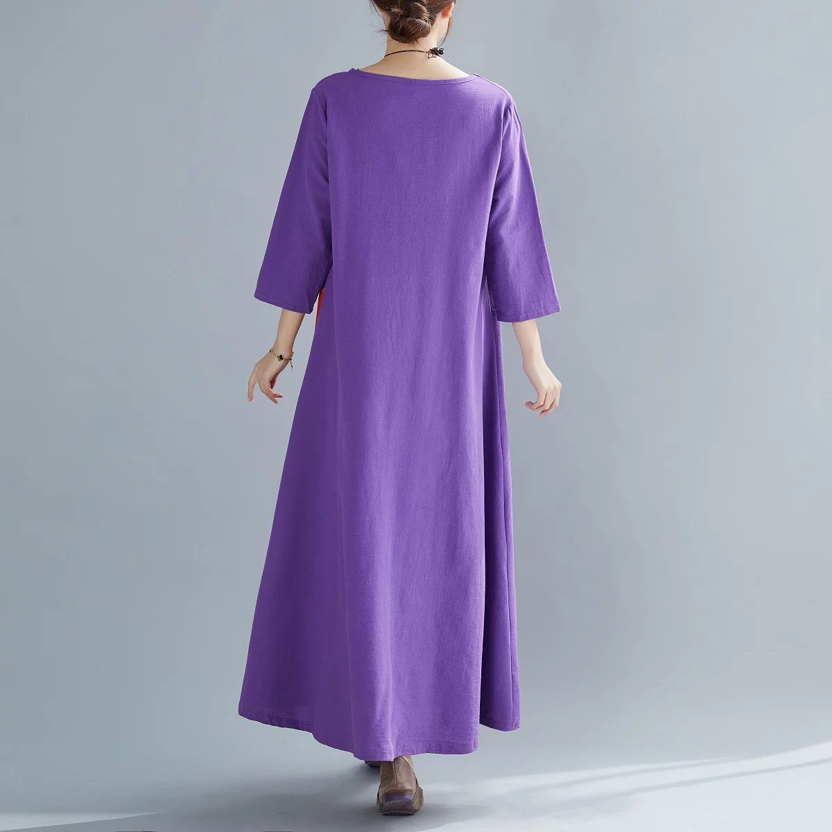 トップス 花柄 無地 春夏 きれいめ レトロ 春 夏 ラウンドネック 秋 シンプル 上品 ロング ステッチ ボタン ポリエステル