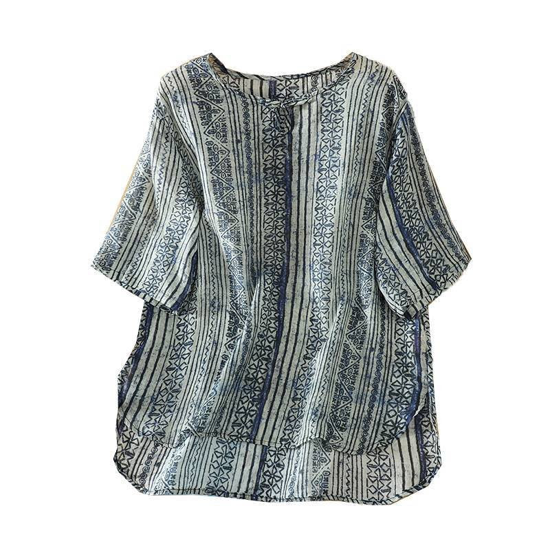 トップス Tシャツ 半袖 プリント ゆったり コットン 綿 春夏 きれいめ 通勤 体型カバー 春 夏 シャツ 脚長 タイ ヴィンテージ