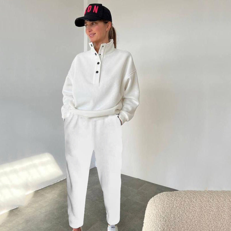 レディース トップス パンツ ボトムス ルームウェア 部屋着 セットアップ ミディアム テーパードパンツ ロング アンクル丈 長袖 ドロップショルダー 襟付き スタンドカラー ストリート ポケット ボタン アメカジ シンプル カジュアル おしゃれ かっこいい こなれ感 ラフ ボーイッシュ ベーシック 無地 春 秋 ママ 学生 学校 通学 部活 お出かけ アウトドア 旅行 ジム 公園 休日 韓国 オルチャン コーデ 体型カバー 普段使い 着回し S M L XL ホワイト ブラック グレー ベージュ