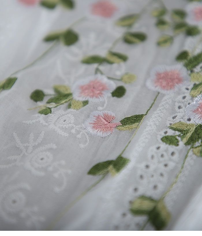 レディース シャツ トップス 春夏 カジュアル 前開き 春 夏 レース 刺繍 ハイネック フリル スタンドカラー レギュラー ボタン ポリエステル 立ち襟