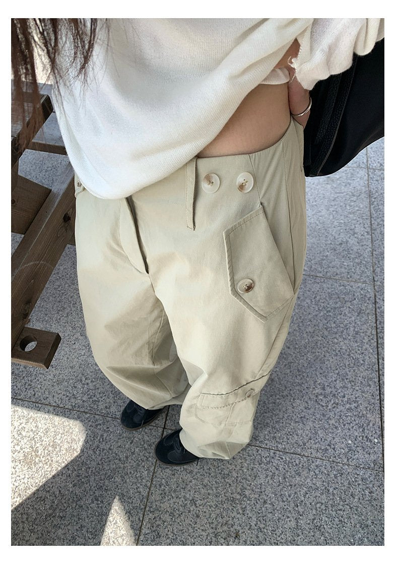 レディース パンツ 無地 ワイド コットン 綿 秋冬 秋 カジュアル シンプル 冬 ロング ワイドパンツ ポケット ハイウエスト
