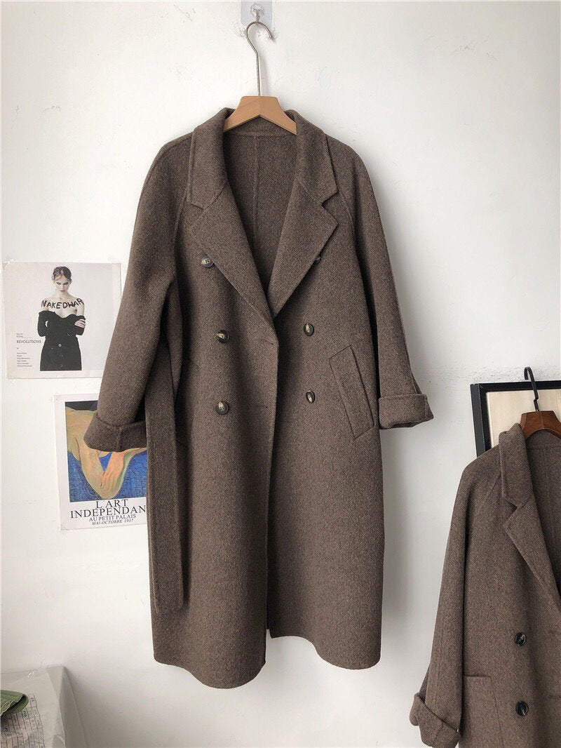 レディース コート ジャケット 長袖 ゆったり 秋冬 秋 きれいめ 通勤 体型カバー 冬 ロング ウール 切り替えデザイン ボタン ポリエステル