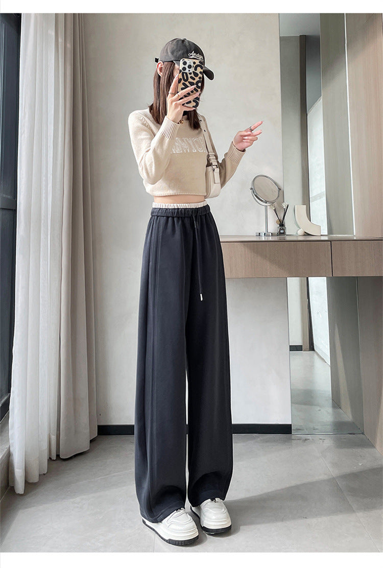 レディース パンツ ボトムス ロングパンツ ワイドパンツ ロング ワイド ストレート 裾ワイド ポケット ハイウエスト ウエストゴム 薄手 大人可愛い シンプル カジュアル おしゃれ かっこいい こなれ感 個性的 主役級 存在感 都会的 無地 秋 冬 ロングシーズン ママ デート お出かけ 旅行 合コン 韓国 オルチャン 体型カバー 美脚 脚長 普段使い 着回し モテ 清楚 流行 インスタ映え 定番 S M L XL 2XL 大きいサイズ 黒 ブラック グレー ワインレッド アプリコット ネイビー