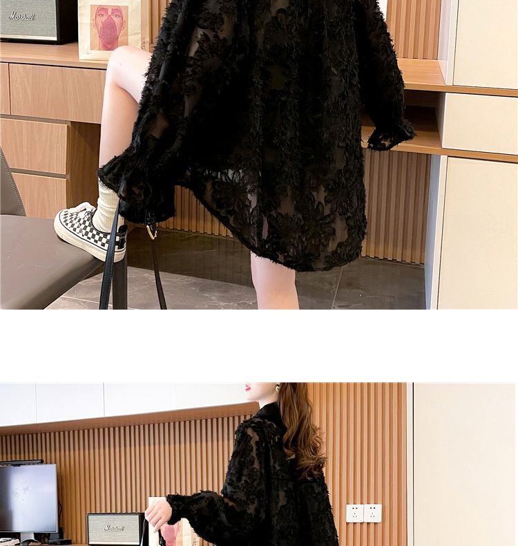 シャツ コート ジャケット 長袖 ゆったり 春夏 カジュアル 通勤 前開き 春 夏 ミモレ 薄手 ポリエステル