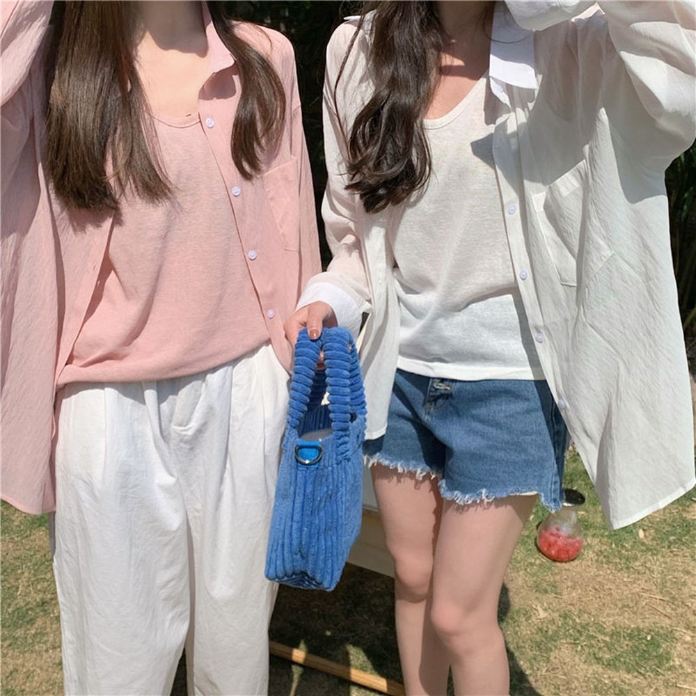 レディース ブラウス シャツ コート 長袖 無地 ゆったり 夏 カジュアル 体型カバー 春夏 前開き シンプル 薄手 切り替えデザイン 襟付き