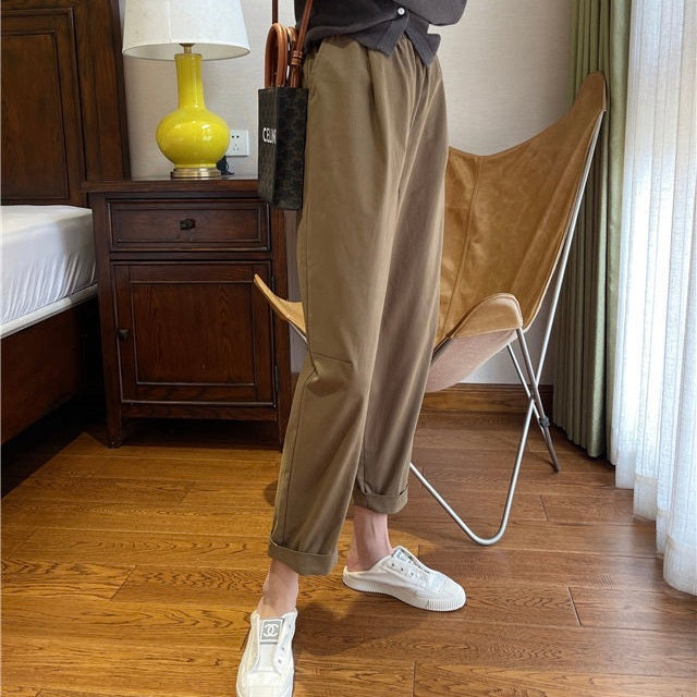 レディース パンツ ボトムス アウター 上着 テーパードパンツ ロングパンツ アンクル丈 クロップド丈 オーバーサイズ  ストリート きれいめ シンプル カジュアル 上品 おしゃれ かっこいい レトロ こなれ感 ラフ メンズライク マニッシュ ボーイッシュ スポーティー ベーシック アクティブ ナチュラル 無地 春 秋 お出かけ アウトドア 旅行 休日 楽ちん 体型カバー 美脚 脚長 普段使い 着回し レイヤード トレンド 流行 定番 S M L 小さいサイズ 大きいサイズ 茶色 ブラウン オフホワイト