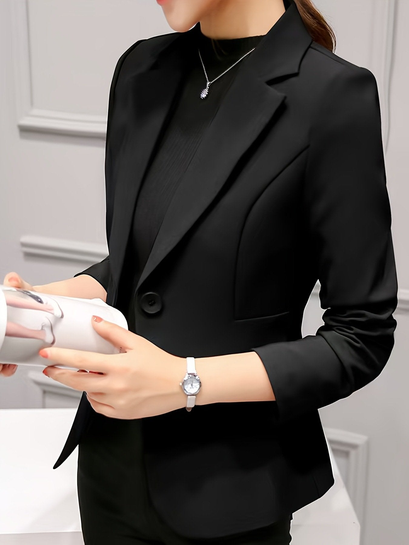 レディース ジャケット 長袖 スリム 春 秋冬 きれいめ ショート 秋 冬 上品 スーツ ポリエステル
