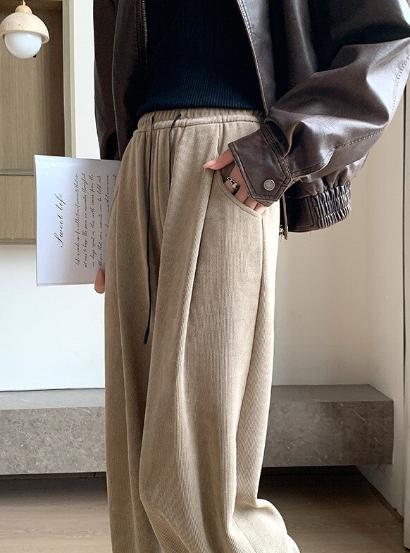 レディース パンツ ボトムス 裏起毛 ストレートパンツ ロングパンツ ワイドパンツ 丈長 ロング ストレート 裾ワイド ポケット ハイウエスト ウエストゴム シンプル カジュアル おしゃれ こなれ感 ラフ ルーズ 抜け感 ベーシック ナチュラル 無地 春 秋 ママ 通勤 学生 学校 通学 デート お出かけ 旅行 公園 女子会 休日 ショッピング お花見 カフェ 防寒 体型カバー 脚長 普段使い 着回し S M L XL ブラック ブラウン ダークグレー カーキ ベーシックカラー 大人カラー