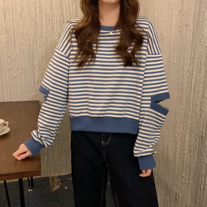 レディース シャツ トップス 長袖 ボーダー ストライプ チェック柄 ゆったり 秋冬 秋 きれいめ 通勤 体型カバー おしゃれ 前開き 膝丈 ラウンドネック 冬 学生 上品 薄手 切り替えデザイン 個性的 スウェット ポリエステル