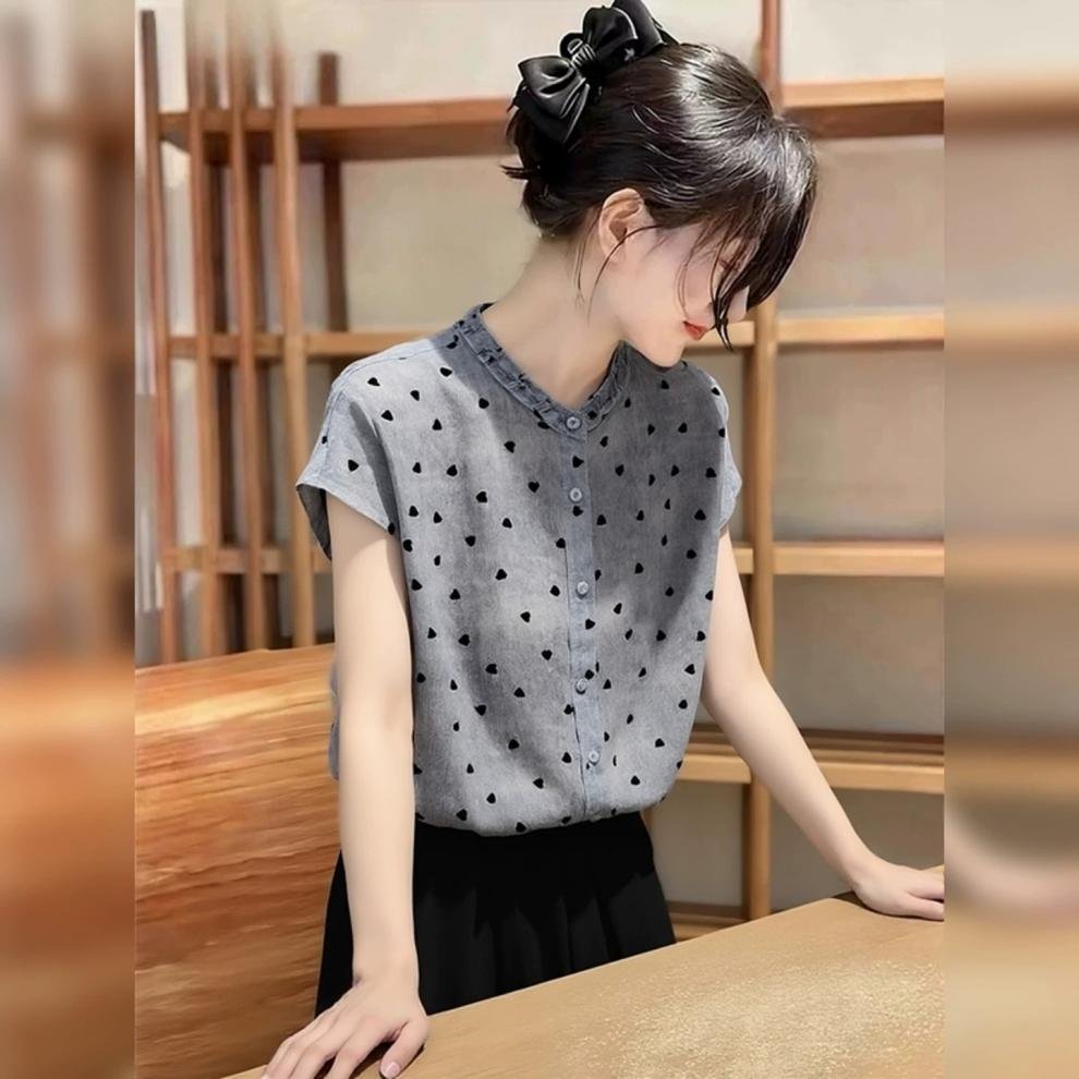 レディース シャツ トップス 半袖 ドット柄 ゆったり 春夏 きれいめ 通勤 おしゃれ 前開き かわいい 春 夏 膝丈 都会的 ボタン ポリエステル ドット