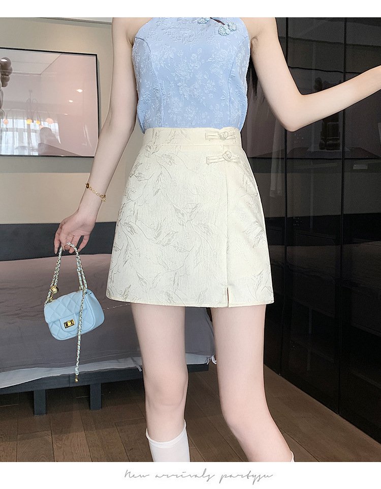 レディース スカート スリム 春夏 きれいめ 春 ショート 夏 上品 Aライン エスニック ハイウエスト ショートスカート ボタン