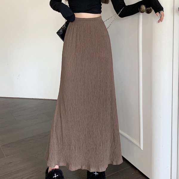 レディース スカート 無地 ゆったり スリム 春夏 カジュアル プリーツ 春 夏 シンプル ロング Aライン フィッシュテール ハイウエスト ロングスカート ポリエステル