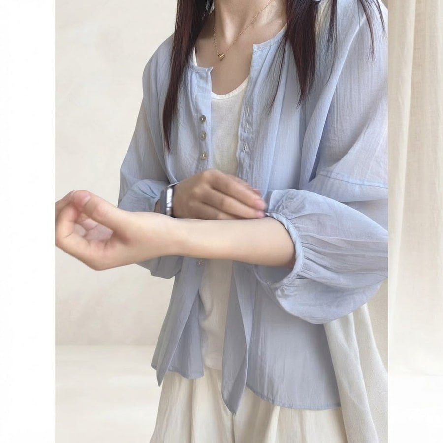 レディース シャツ カーディガン 長袖 ゆったり 春夏 カジュアル 通勤 体型カバー 重ね着 前開き 春 夏 ラウンドネック コーデ シフォン レギュラー ポリエステル UVカット