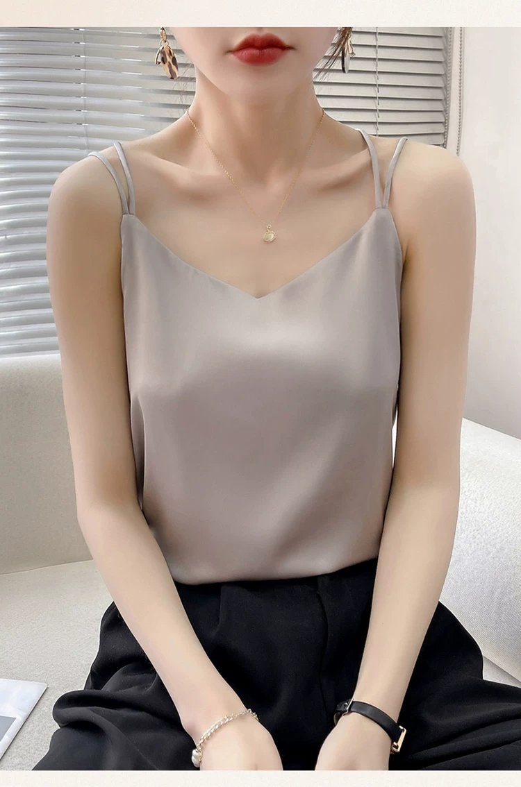 レディース シャツ トップス ベスト 春夏 カジュアル きれいめ 前開き 春 白 夏 膝丈 レース 上品 サテン ラップ インナー