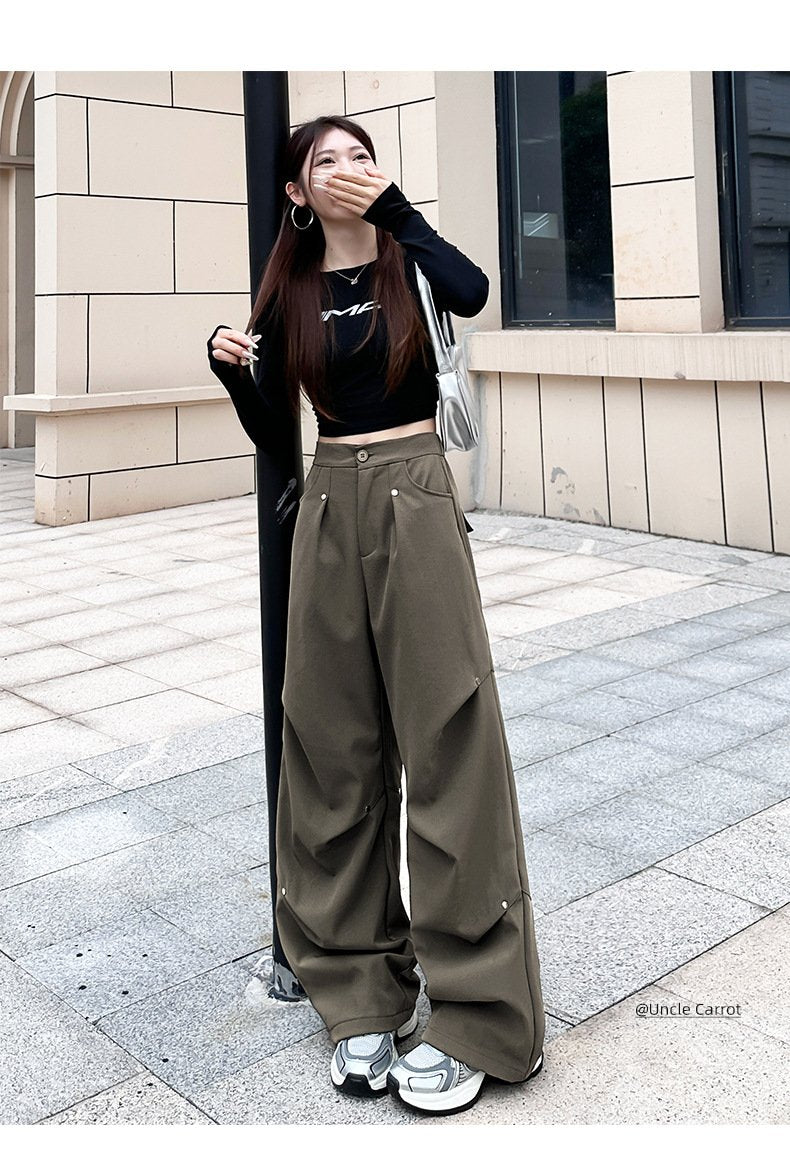 レディース パンツ ゆったり 春夏 カジュアル 春 夏 秋 冬 ストレートパンツ ストレート ワークパンツ 切り替えデザイン 裏起毛 ストレッチ ポリエステル 秋冬