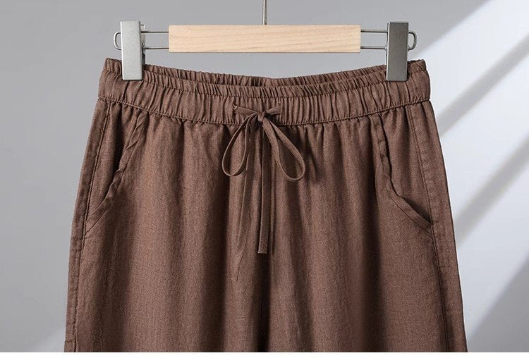 レディース パンツ ワイド コットン 綿 リネン 春夏 カジュアル 大きいサイズ 春 夏 秋 レース ストレート ベルト ワイドパンツ 9分丈 ハイウエスト 麻 ベルト付き ポリエステル