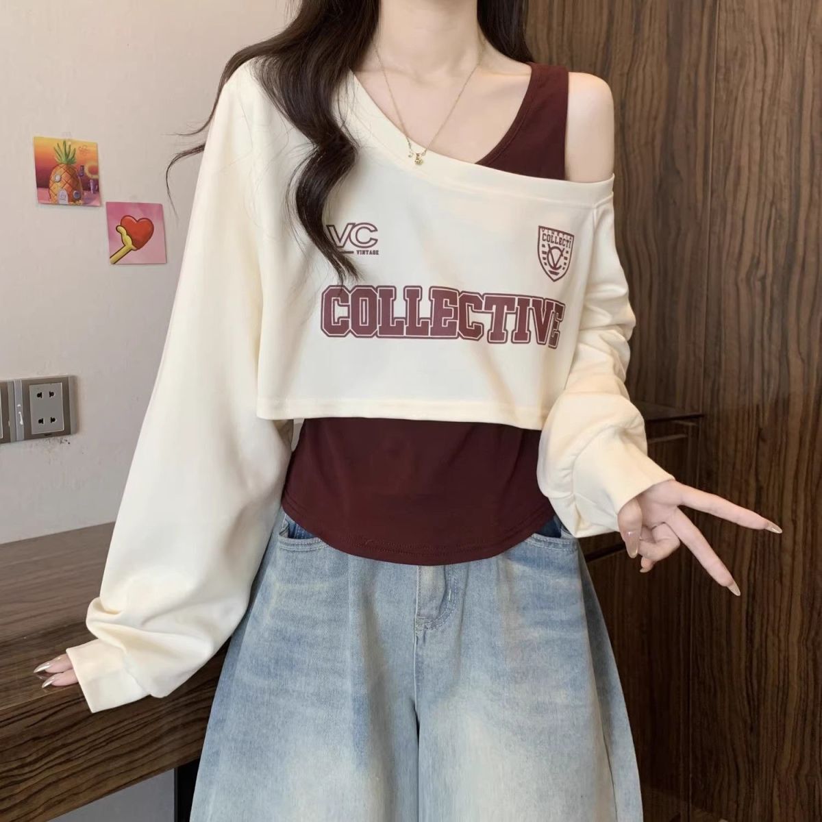 レディース トップス スウェット ツーピーストップス アシンメトリー 長袖 タンクトップ ワンショルダー かわいい カジュアル おしゃれ かっこいい こなれ感 ラフ スポーティー ガーリー ルーズ 個性的 存在感 キュート 学生風 アメリカン アクティブ 無地 ロゴ 春 秋 通勤 学生 デート お出かけ アウトドア イベント 旅行 公園 女子会 休日 ショッピング 合コン カフェ ランチ 重ね着 韓国 モテ トレンド S M L XL 2XL 大きいサイズ グレー ベージュ ベーシックカラー 秋カラー