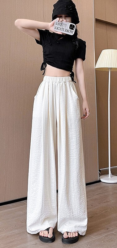 レディース パンツ ボトムス ストレートパンツ ワイドパンツ 丈長 ワイド ドレープ ポケット ハイウエスト ウエストゴム かわいい 大人可愛い シンプル カジュアル おしゃれ こなれ感 ラフ ルーズ 抜け感 ベーシック ナチュラル 無地 春 夏 ママ 学生 学校 通学 お出かけ 旅行 公園 女子会 休日 ショッピング カフェ 楽ちん 体型カバー 脚長 普段使い 着回し M L XL 黒 ブラック オフホワイト カーキ ピンク 水色 ライトブルー 春カラー