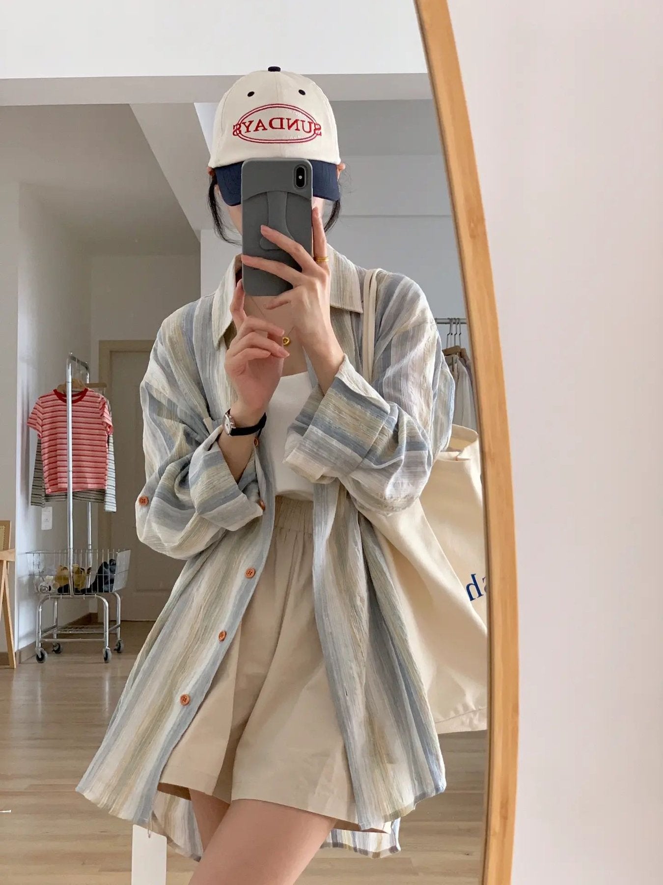 レディース シャツ トップス 長袖 ボーダー ストライプ ゆったり コットン 綿 春夏 カジュアル 前開き 春 夏 秋 切り替えデザイン ブルー