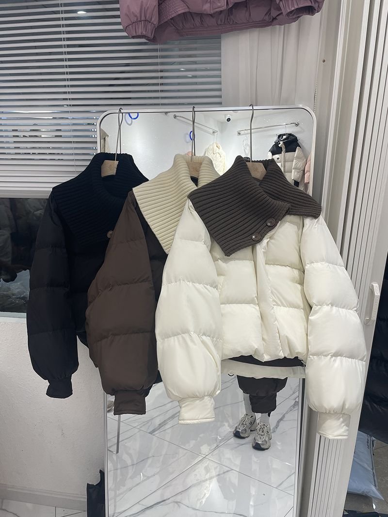レディース ジャケット 長袖 無地 ゆったり コットン 綿 冬 カジュアル ショート ホワイト ブラック ブラウン 厚手 オフホワイト アウター ポリエステル
