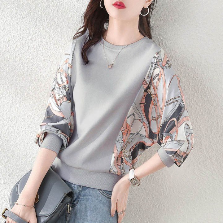 レディース シャツ トップス ジャケット 長袖 プリント ゆったり 春 秋 体型カバー 大きいサイズ 春夏 前開き ラウンドネック ママ 上品 スウェット ポリエステル