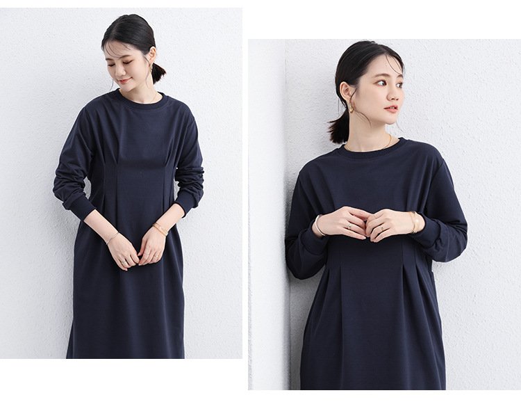 ワンピース 長袖 春 秋 きれいめ 通勤 春夏 ラウンドネック 上品 Aライン