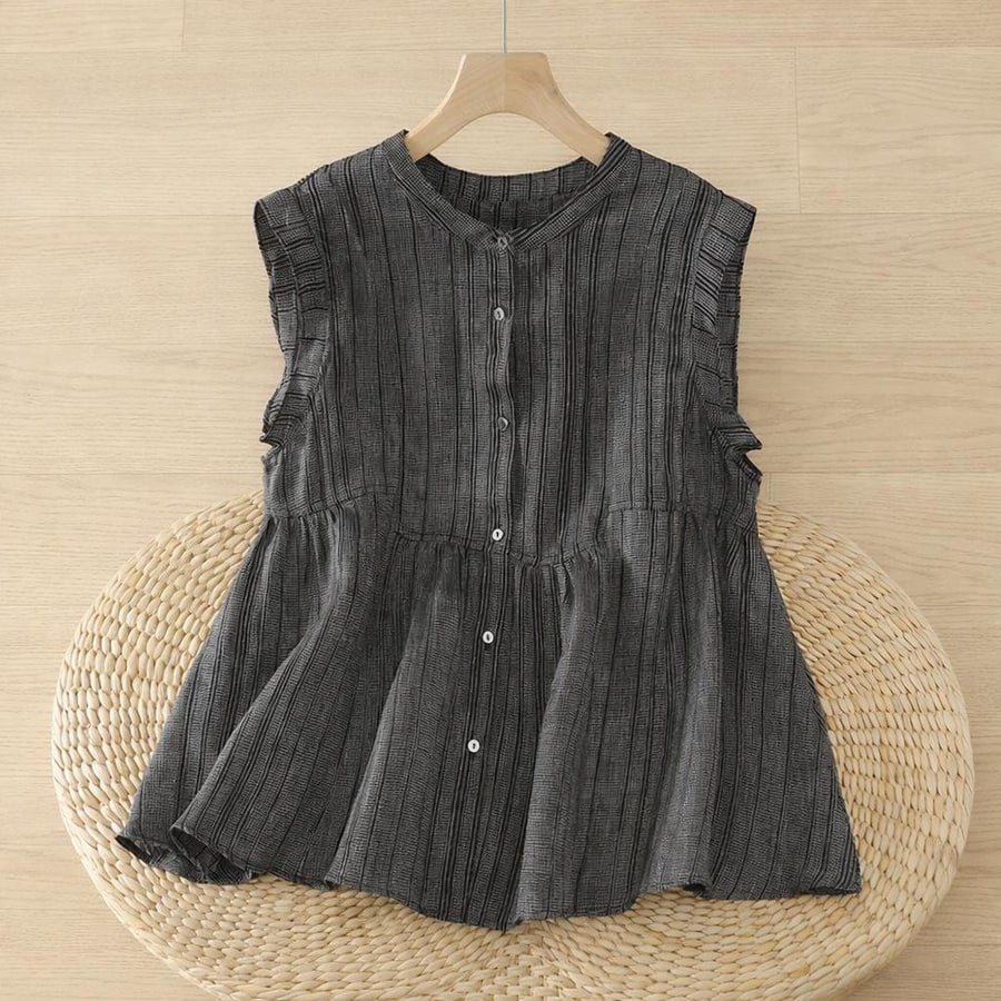 レディース シャツ トップス 半袖 ノースリーブ ゆったり 春夏 きれいめ 通勤 前開き 春 夏 タイ レギュラー ボタン