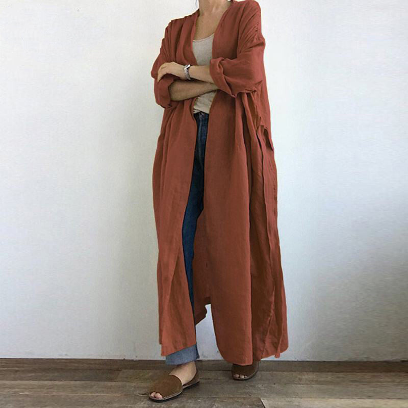 レディース コート アウター 上着 ロング 長袖 ノーカラー ストレート Iライン オーバーサイズ ベルト ウエストマーク ウエストリボン きれいめ シンプル カジュアル 上品 おしゃれ かっこいい レトロ こなれ感 ラフ ガーリー ベーシック ナチュラル 無地 春 秋 お出かけ 休日 重ね着 楽ちん 体型カバー 普段使い 着回し レイヤード トレンド 流行 定番 S M L XL 2XL 3XL 4XL 5XL 小さいサイズ 大きいサイズ ビッグ ゆったり ゆる 黒 ブラック 茶色 ブラウン オレンジ