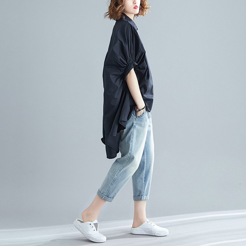 シャツ Tシャツ 半袖 ゆったり 夏 体型カバー 大きいサイズ 春夏 前開き 上品 襟付き レギュラー ポリエステル