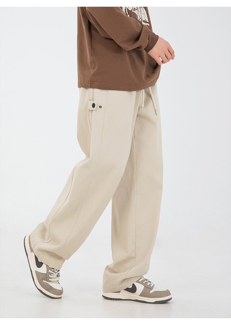 パンツ コットン 綿 春 カジュアル レトロ ロング ロングパンツ ステッチ ボタン