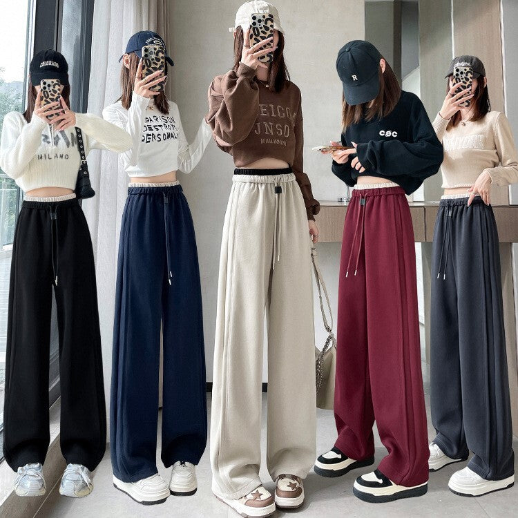 レディース パンツ ボトムス ロングパンツ ワイドパンツ ロング ワイド ストレート 裾ワイド ポケット ハイウエスト ウエストゴム 薄手 大人可愛い シンプル カジュアル おしゃれ かっこいい こなれ感 個性的 主役級 存在感 都会的 無地 秋 冬 ロングシーズン ママ デート お出かけ 旅行 合コン 韓国 オルチャン 体型カバー 美脚 脚長 普段使い 着回し モテ 清楚 流行 インスタ映え 定番 S M L XL 2XL 大きいサイズ 黒 ブラック グレー ワインレッド アプリコット ネイビー