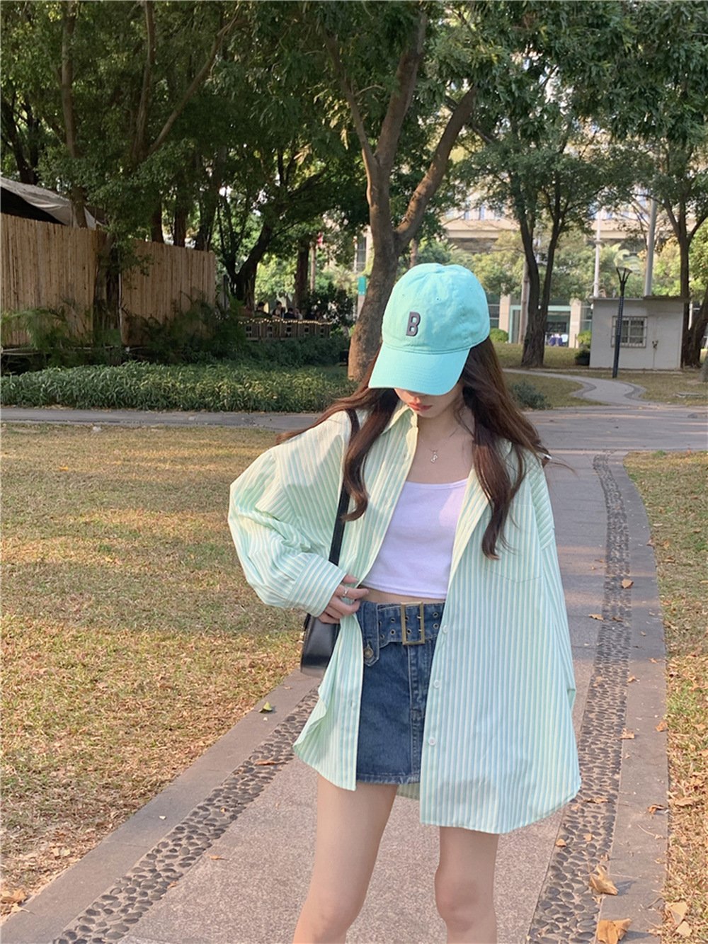 レディース シャツ ジャケット 長袖 ボーダー ストライプ ゆったり スリム 春夏 カジュアル 前開き 春 夏 都会的 グリーン ポリエステル UVカット