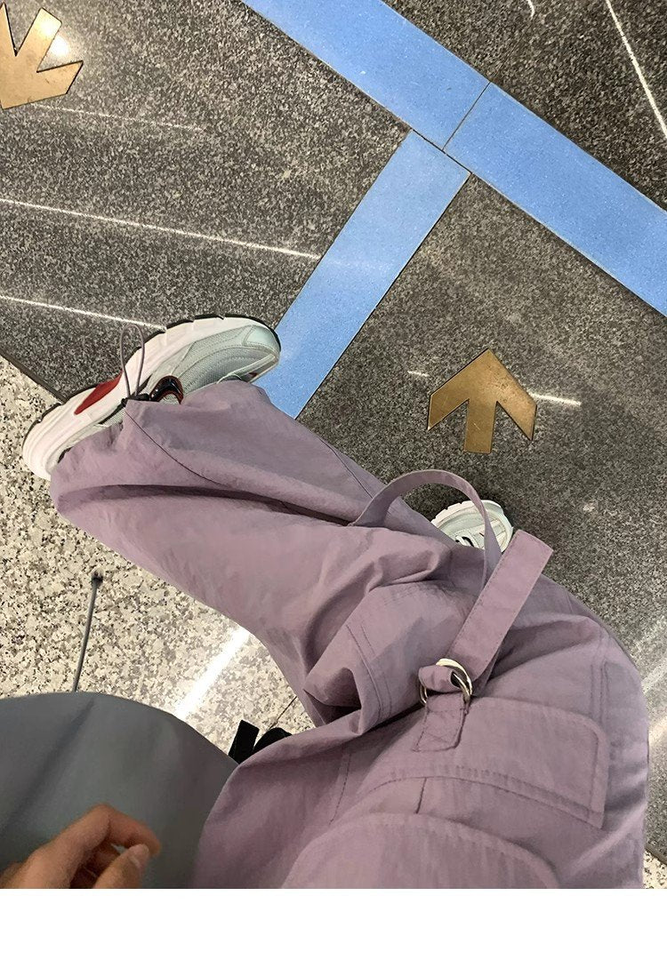 パンツ ゆったり 春夏 カジュアル 春 夏 ワークパンツ ハイウエスト 速乾 ナイロン