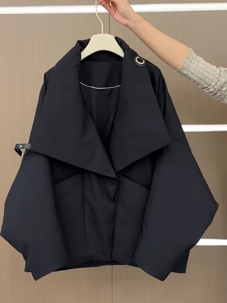 レディース ジャケット 長袖 無地 ゆったり コットン 綿 秋冬 秋 きれいめ 通勤 オフィス 体型カバー ショート シンプル 冬 襟付き 中綿 ボタン ポリエステル