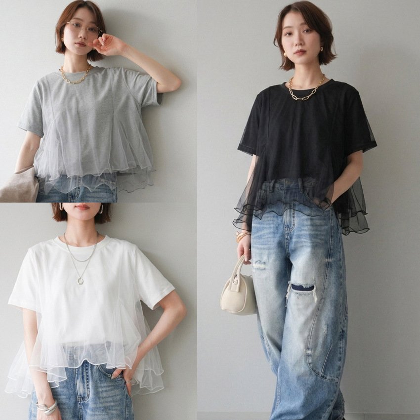 レディース トップス Tシャツ 半袖 無地 春夏 レトロ 通勤 春 重ね着 夏 シンプル シャツ 丸首