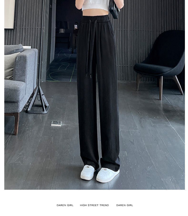 レディース パンツ 無地 ワイド 夏 秋冬 カジュアル 秋 シンプル 冬 ロング ストレート 薄手 カーキ ドレープ サテン ハイウエスト ポリエステル