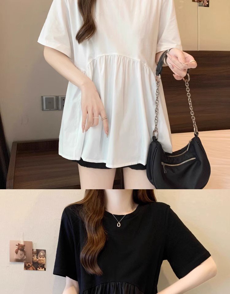 レディース Tシャツ 半袖 無地 ゆったり 春夏 カジュアル 大きいサイズ 春 夏 ラウンドネック シンプル 黒 シャツ ポリエステル