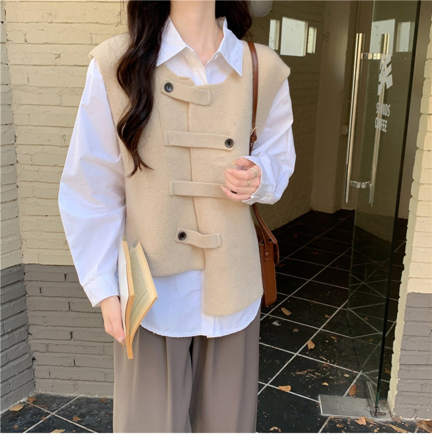 レディース トップス ベスト 無地 春 秋冬 きれいめ 通勤 オフィス 春夏 重ね着 膝丈 ラウンドネック 秋 シンプル 冬 アシンメトリー プルオーバー