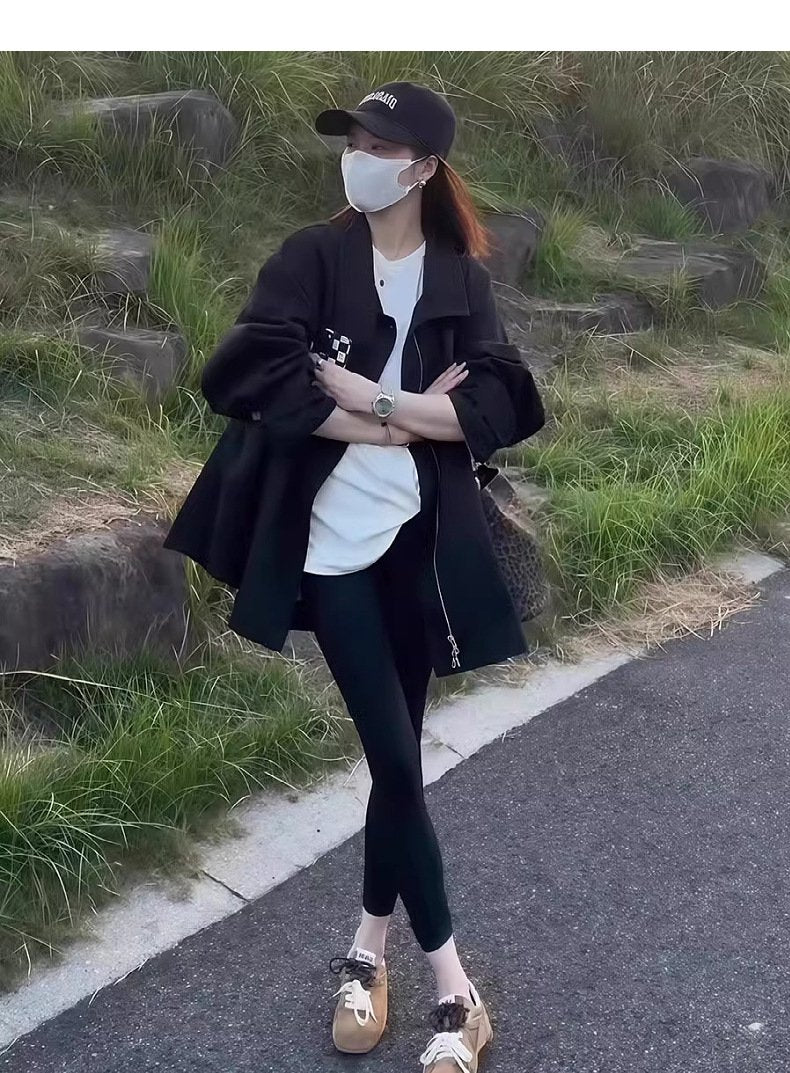 レディース コート 長袖 無地 ゆったり 春 秋冬 カジュアル 体型カバー 膝丈 秋 シンプル 冬 トレンチ 襟付き