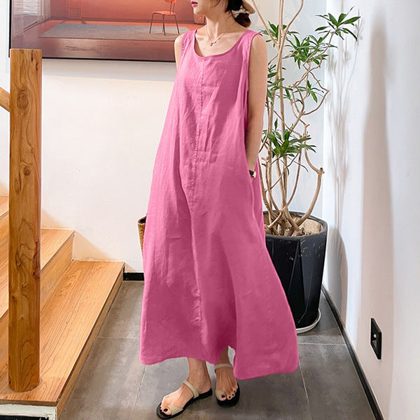 レディース ワンピース ロング マキシ 袖なし ノースリーブ ラウンドネック 大人可愛い きれいめ シンプル カジュアル 上品 おしゃれ レトロ アジアン こなれ感 個性的 主役級 存在感 ベーシック ナチュラル 無地 夏 ママ 通勤 学生 デート お出かけ お泊まり アウトドア リゾート 旅行 海 プール レストラン ビーチ 休日 バカンス トレンド 定番 S M L XL 2XL 3XL 4XL 5XL 大きいサイズ 黄色 ピンク ブルー レッド ネイビー 緑 ベーシックカラー