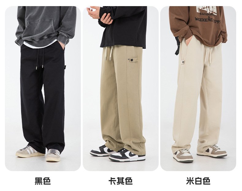 パンツ コットン 綿 春 カジュアル レトロ ロング ロングパンツ ステッチ ボタン