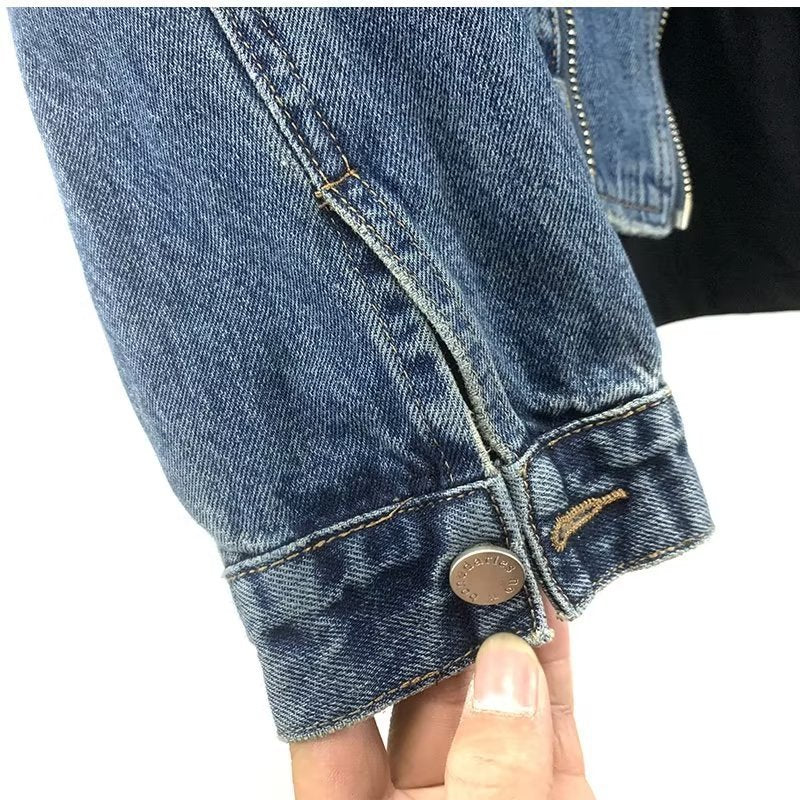 コート ジャケット 長袖 デニム 春 レトロ 膝丈 襟付き レッド ファスナー