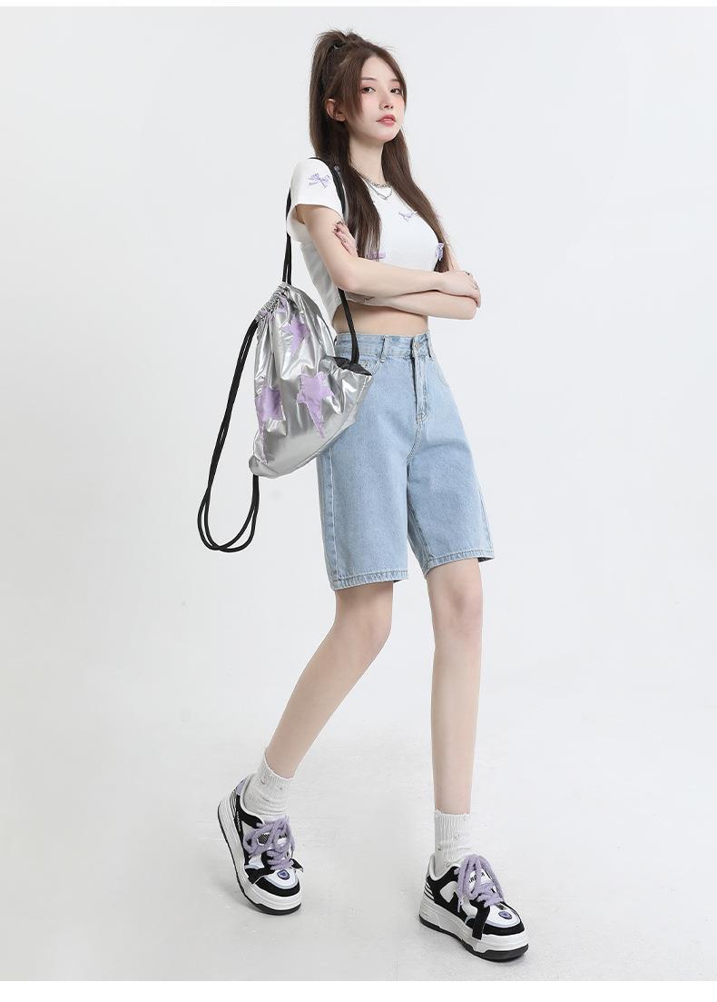 レディース パンツ ボトムス ストレートパンツ デニムパンツ 膝丈 膝上 ミドル丈 ポケット ハイウエスト ボタン かわいい シンプル カジュアル おしゃれ かっこいい ラフ ボーイッシュ ガーリー 学生風 ベーシック アクティブ ナチュラル 無地 夏 ママ 通勤 学生 デート お出かけ お泊まり アウトドア 旅行 公園 女子会 休日 ショッピング 脚長 普段使い モテ トレンド 定番 XS S M L XL 2XL 小さいサイズ 大きいサイズ ゆったり 水色 ブルー ベーシックカラー