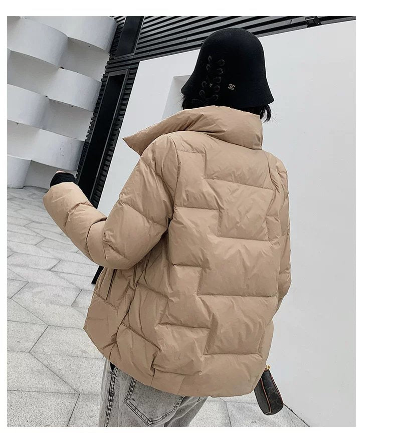 レディース ジャケット 長袖 ゆったり きれいめ 通勤 ショート ダウン おしゃれ スタンドカラー アウター ポリエステル ダウンジャケット
