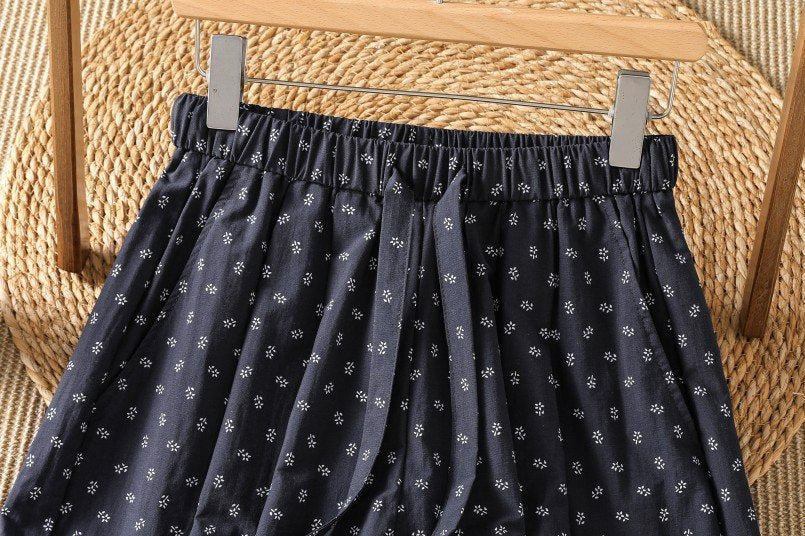 レディース パンツ 花柄 無地 春夏 カジュアル レトロ 大きいサイズ 春 夏 シンプル 薄手 クロップド丈 バルーン ポリエステル 細見え